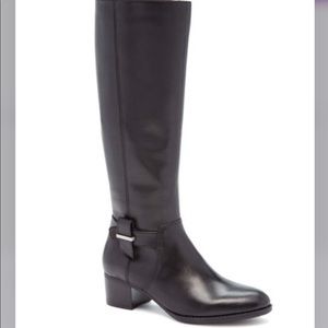 Black Nine West Genuine Leather Riding Boots